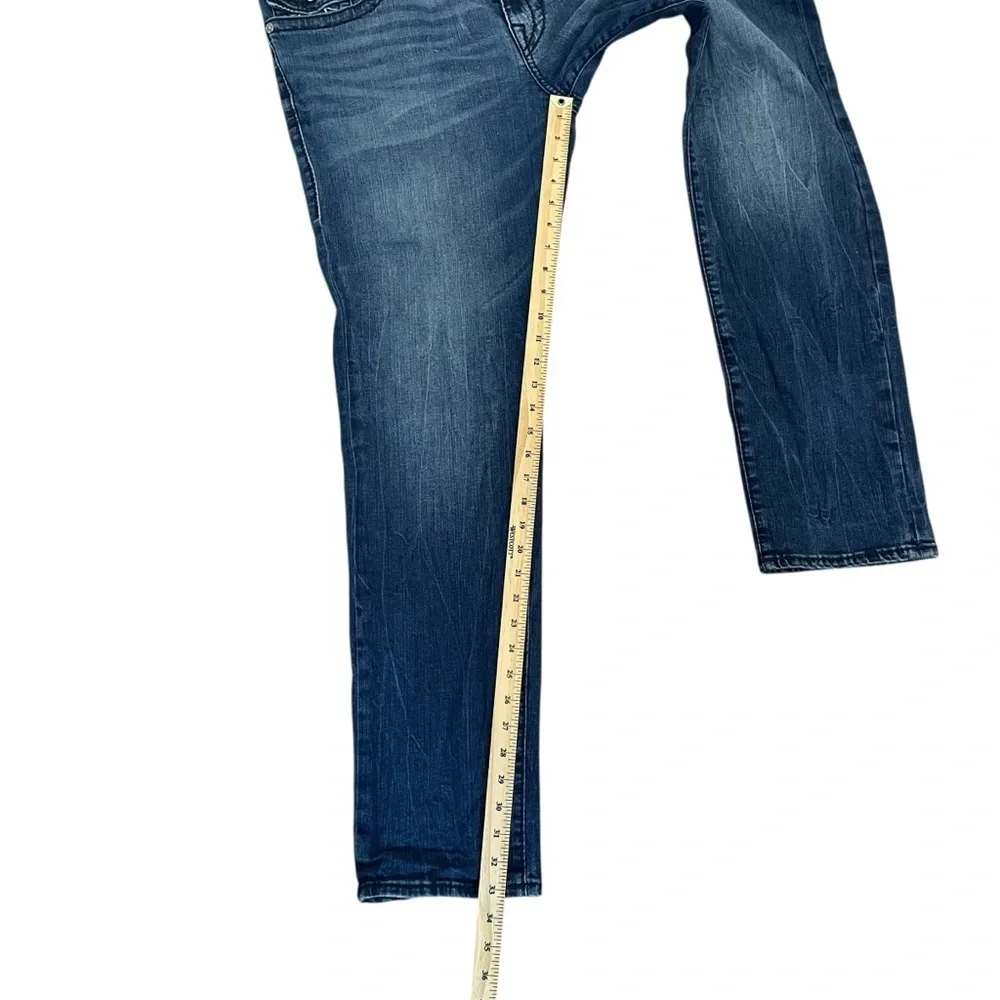 True Religion Jeans Mens 38X33 Blue Denim Geno Relaxed Slim Faded Casual